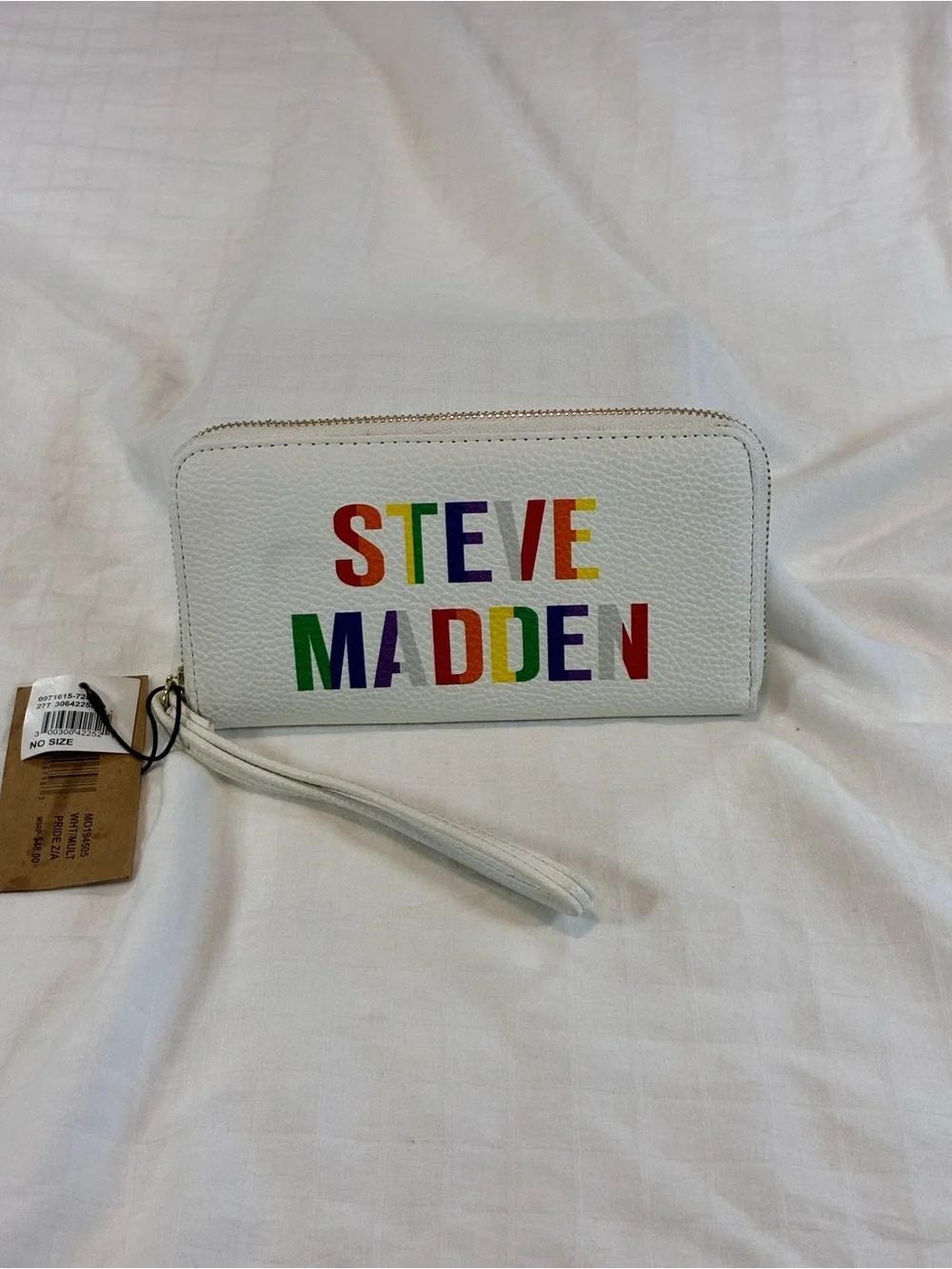Steve Madden White Wallet with Rainbow Logo